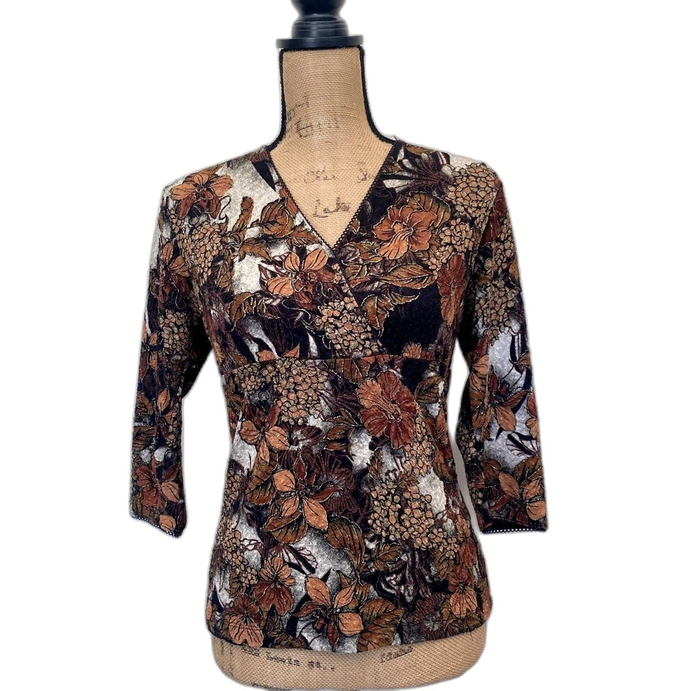 East 5th Babydoll Top 3/4 Sleeve Metallic Whimsigoth Fairy Grunge‎ Small Petite